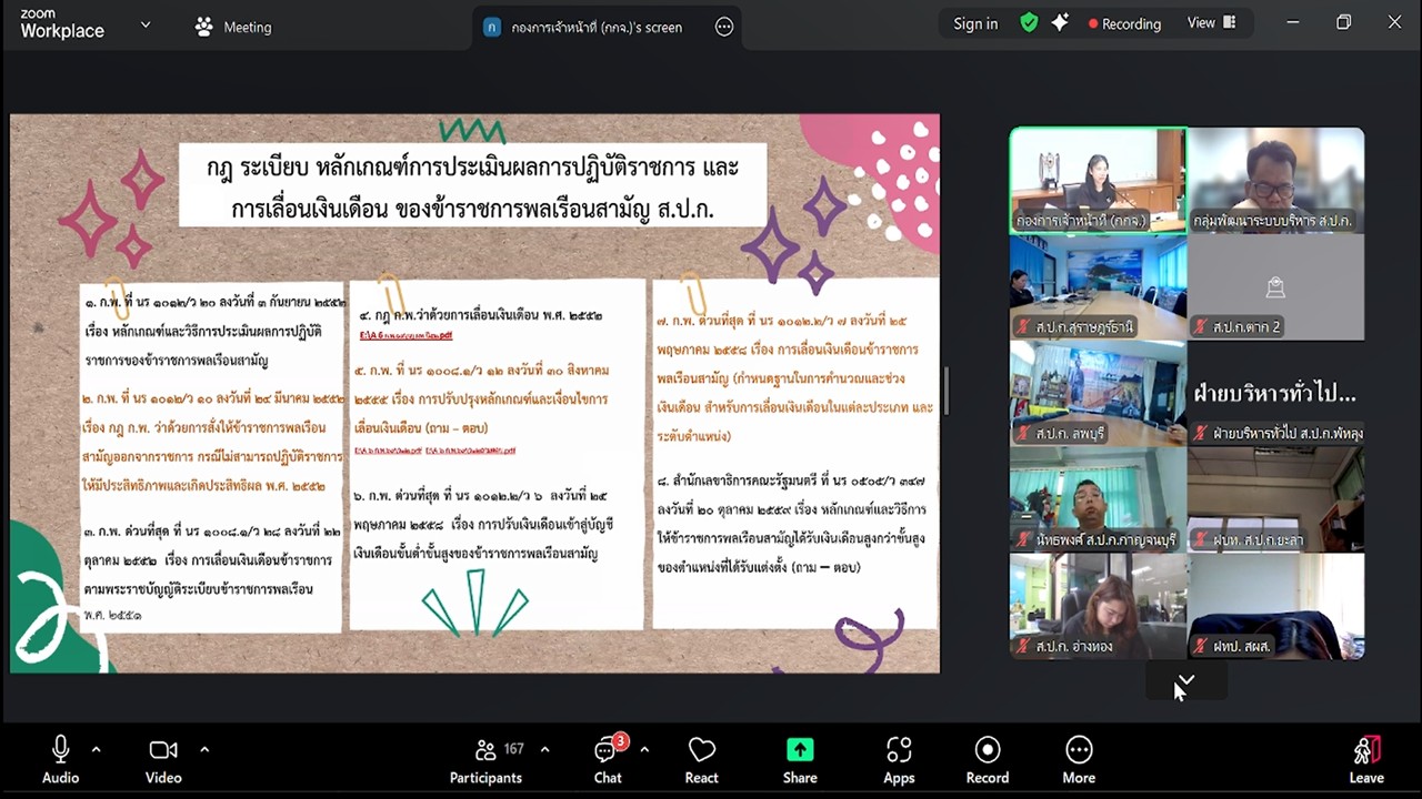 title - เข้าร่วมรับฟังการชี้แจงซักซ้อมความเข้าใจ หลักเกณฑ์และวิธีการประเมินผลการปฏิบัติราชการ และการเลื่อนเงินเดือนข้าราชการ พนักงานราชการ และลูกจ้างประจำของ ส.ป.ก. ครั้งที่ 1 ประจำปีงบประมาณ พ.ศ. 2569 (ช่วงเช้า) และรับฟังการชี้แจงการสร้างความรู้ความเข้าใจให้กับผู้ใช้งานการจัดทำตัวชี้วัด และการประเมินผลการปฏิบัติราชการของข้าราชการพลเรือนสามัญ ในสังกัด ส.ป.ก. ผ่านระบบสารสนเทศทรัพยากรบุคคล DPIS V.6 (ช่วงบ่าย) ผ่านสื่ออิเล็กทรอนิกส์ (ผ่านระบบออนไลน์ Zoom Meeting)